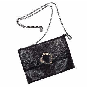 Diana Nieto | Black Sequined Faux Geode Clutch